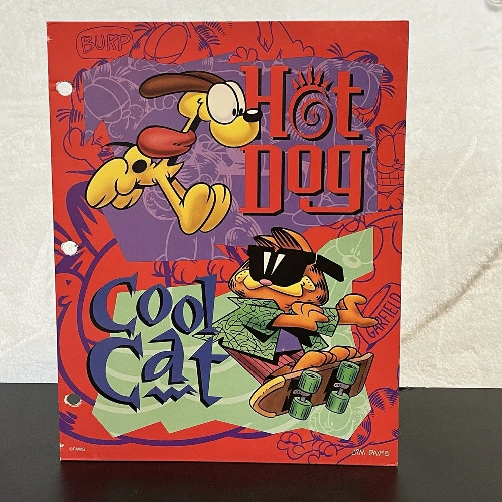 Garfield Odie PAWS 3 Ring Binder Pocket Folders Jim Davis School Lot 3 Vintage